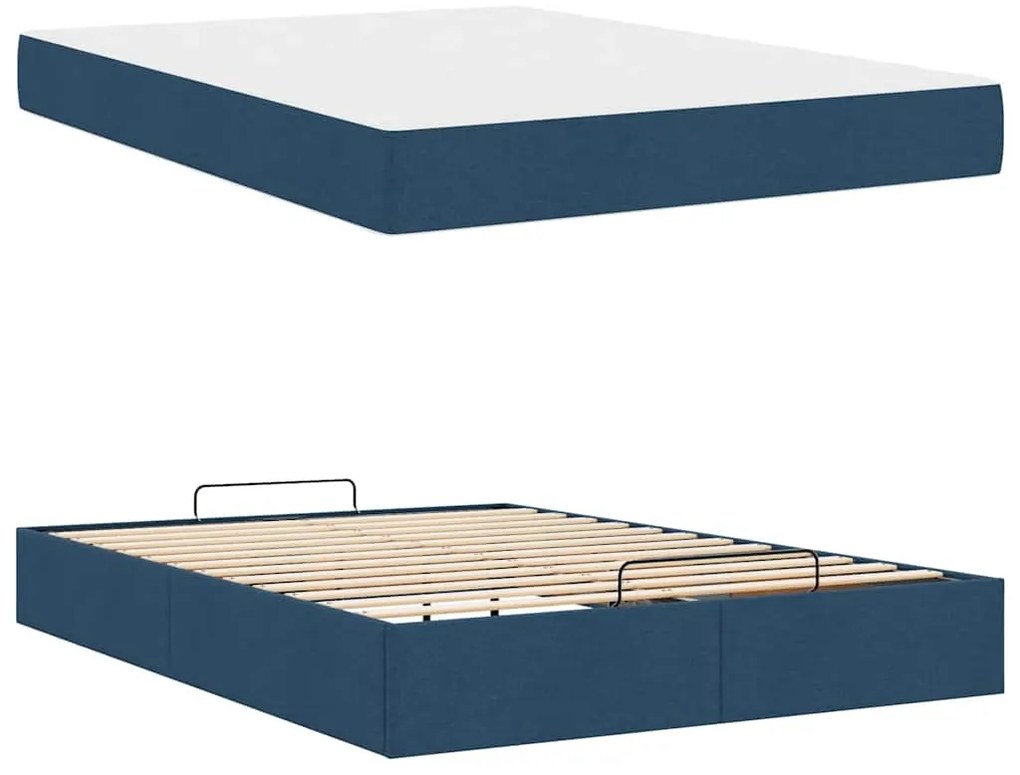 Estrutura da Cama Outros com armazenamento Azul 160 x 200 cm tecido