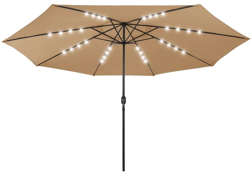 Guarda-sol de jardim com luzes LED 400 cm cinza-acastanhado