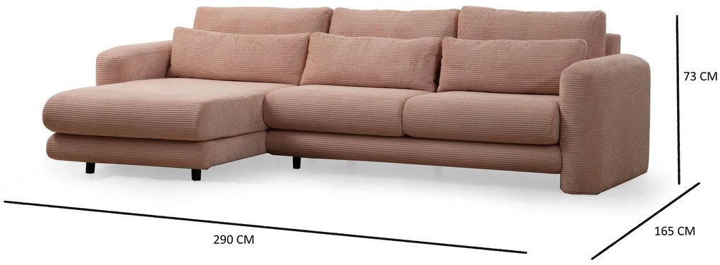 Sofá de Canto Lily – Rosa – 290 x 165 cm