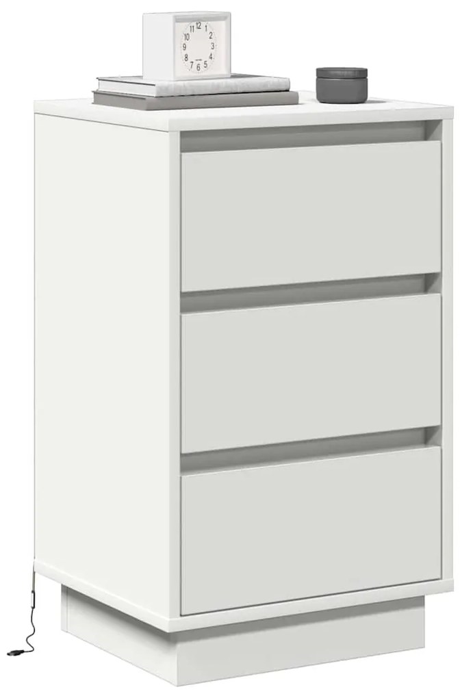 Criado-Mudo com LED Branco 39x34.5x65 cm Madeira Engenheirada