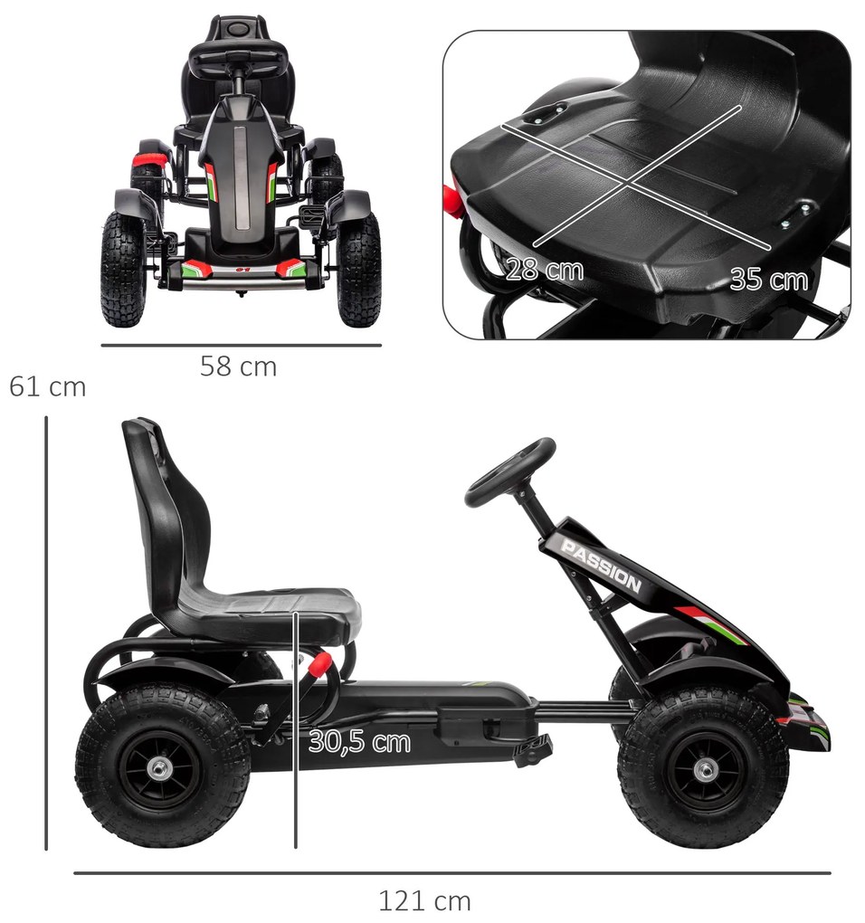 Kart a Pedais para Crianças Kart a Pedais Infantil com Assento Ajustáv