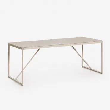 Mesa De Jantar Retangular 185x85 Cm Em Aço Melida Tapioca Bege - Sklum