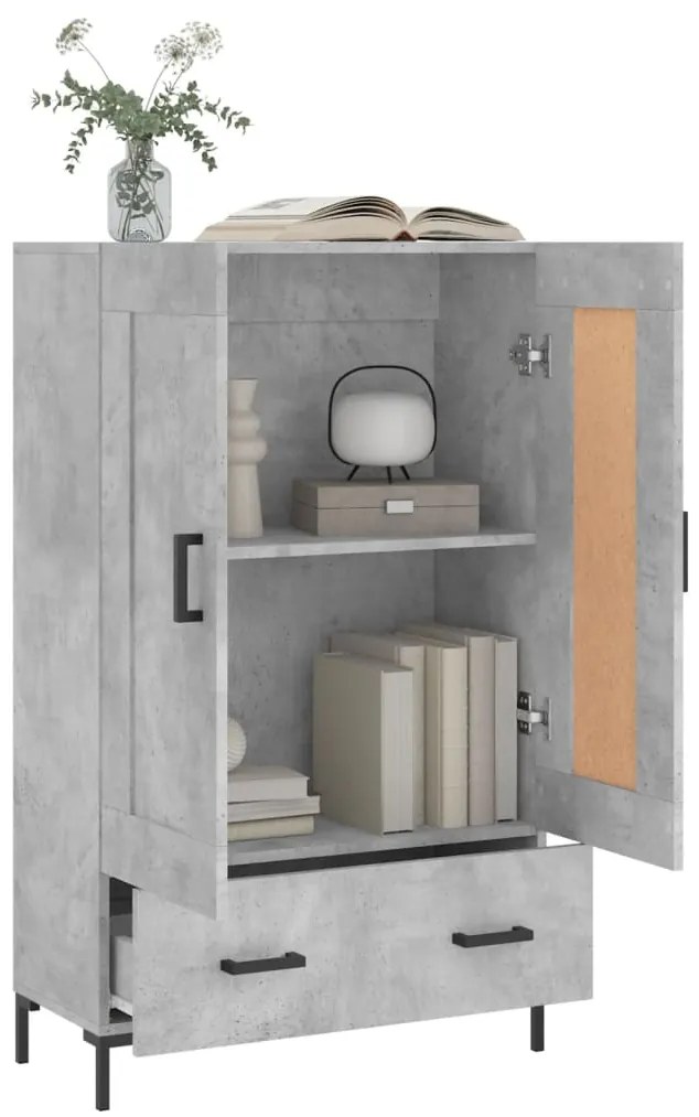 Aparador alto 69,5x31x115 cm derivados de madeira cinza-cimento