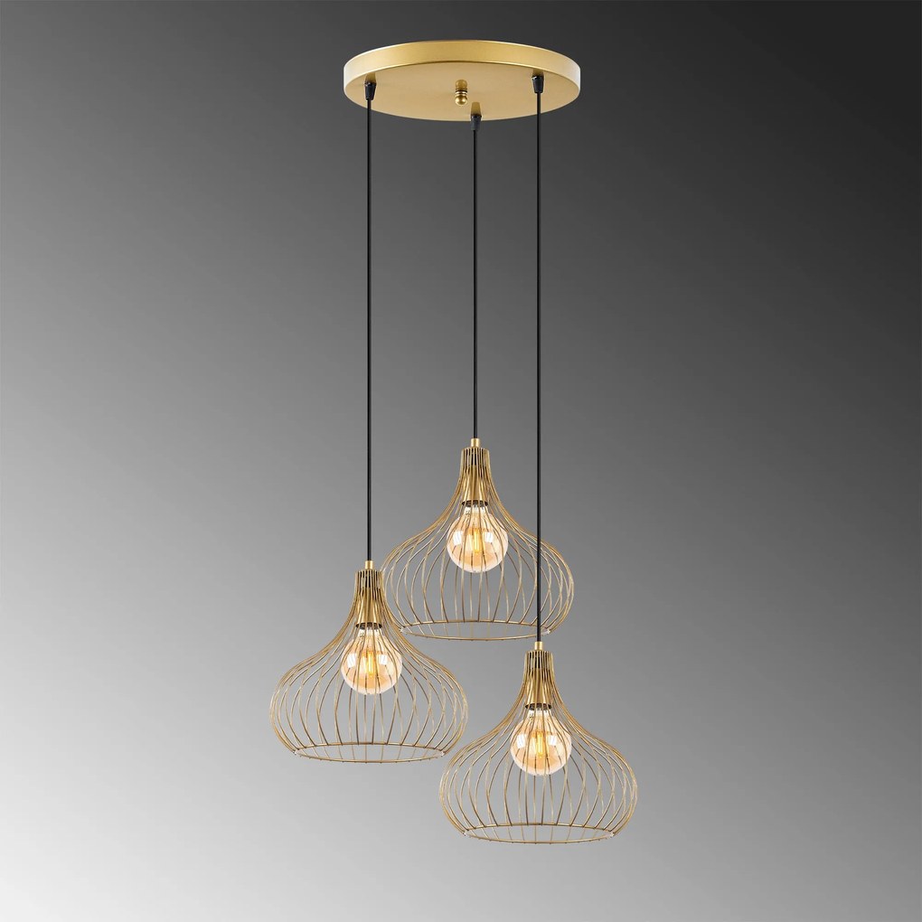 Chandelier Teldamla – Dourado Brilhante – 47 x 47 x 120 cm