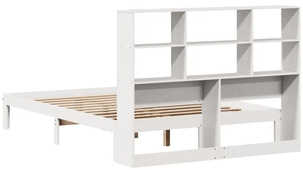 Cama com estante sem colchão 120x190 cm pinho maciço branco