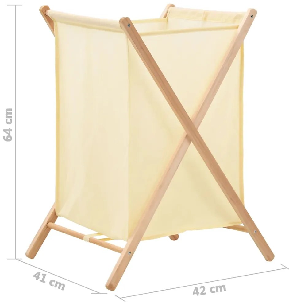 Cesto para roupa suja madeira de cedro e tecido bege 42x41x64cm