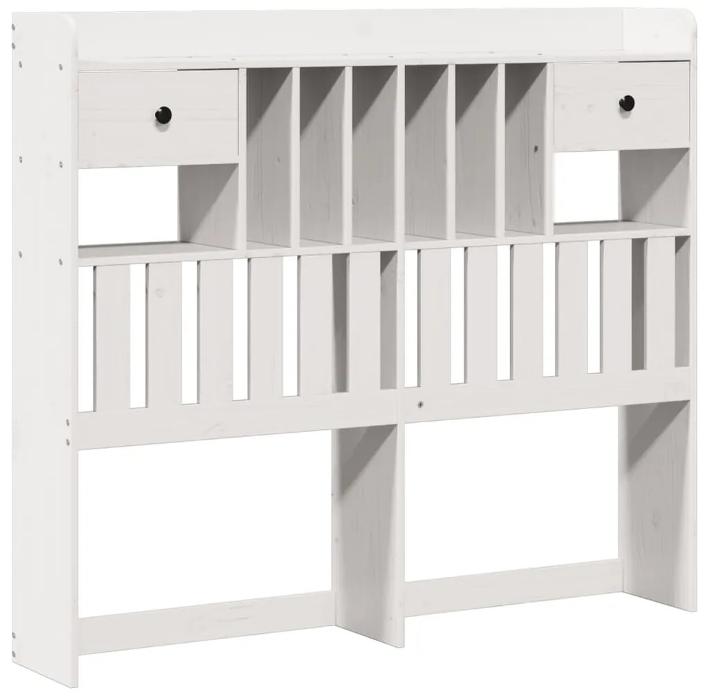 Cama com estante sem colchão 135x190 cm pinho maciço branco