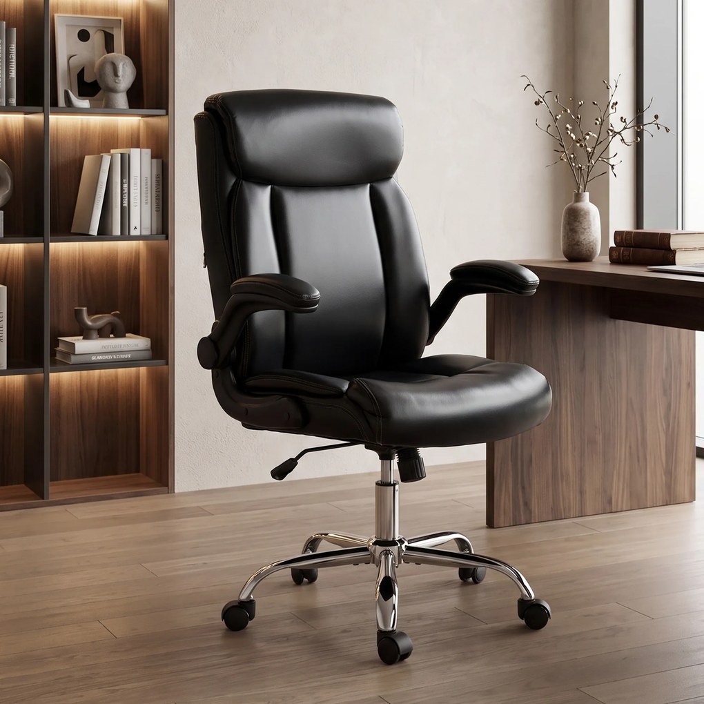 Cadeira de Escritório Ergonómica, 70 x 69 x 117 cm, Braços Eleváveis, Preto