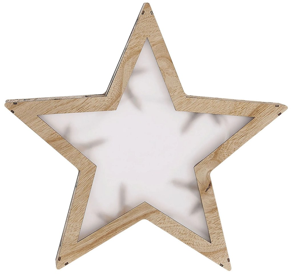 Decoração em madeira clara com LED em forma estrela 35 cm NASTOLA Beliani