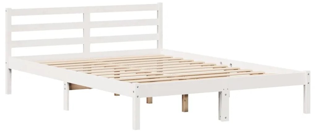 Cama sem colchão 140x200 cm madeira de pinho maciça branco