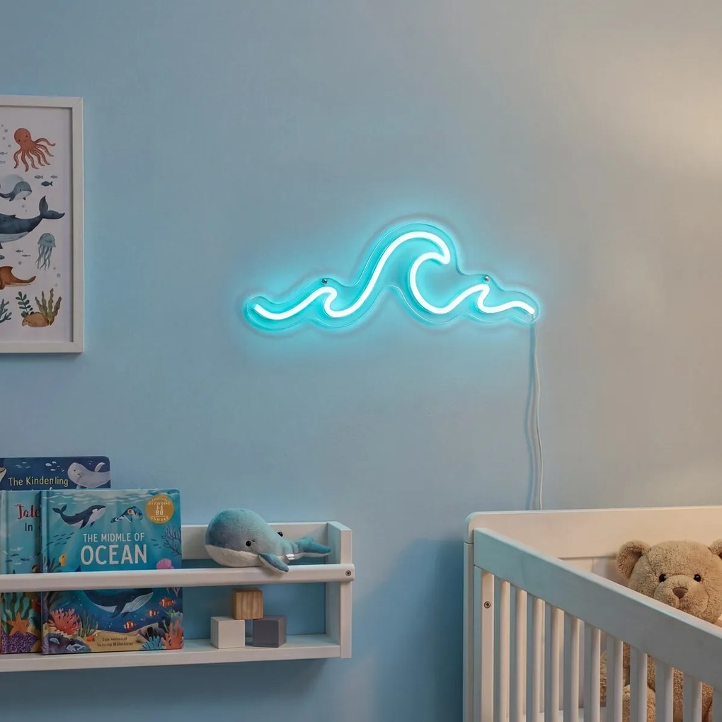 Candeeiro de parede néon azul incluindo LED - Wave