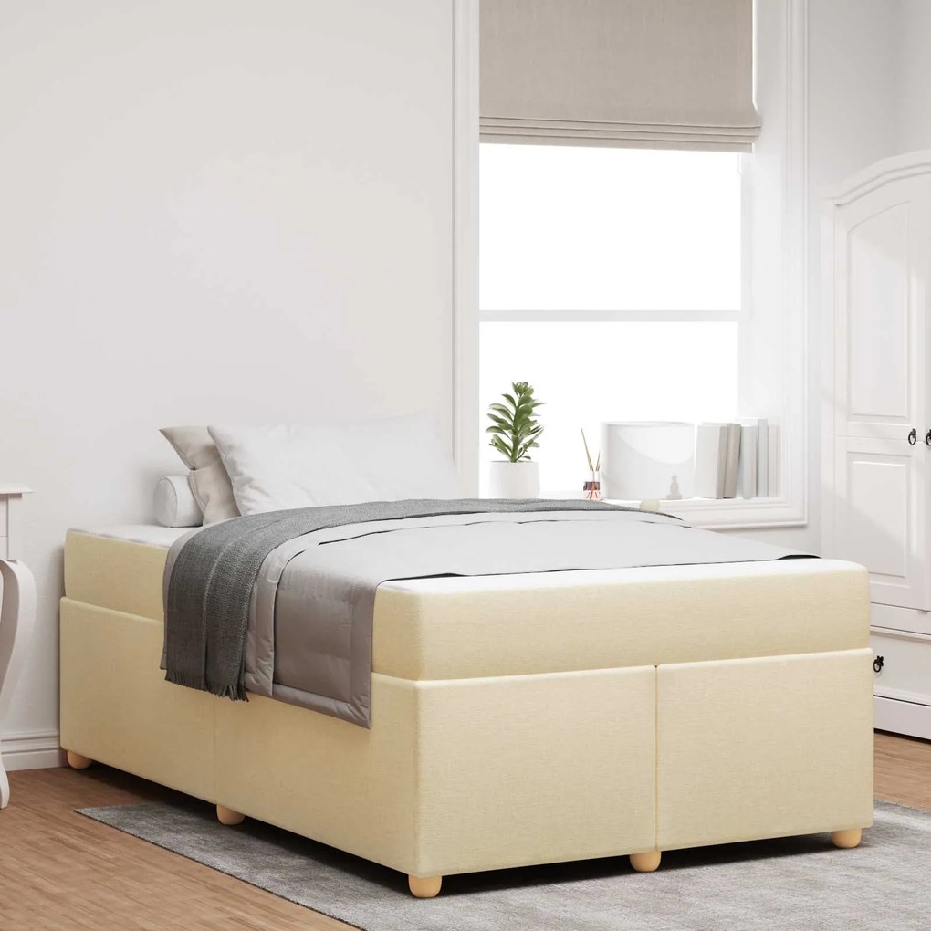 vidaXL Estrutura da Cama com colchão Creme 120 x 190 cm tecido
