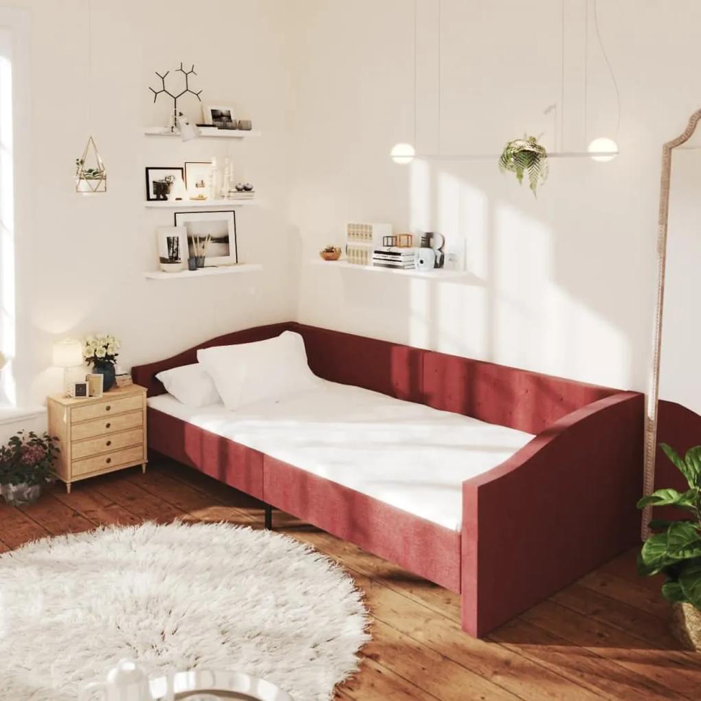 Sofá-cama c/ colchão e saída USB 90x200cm tecido vermelho tinto