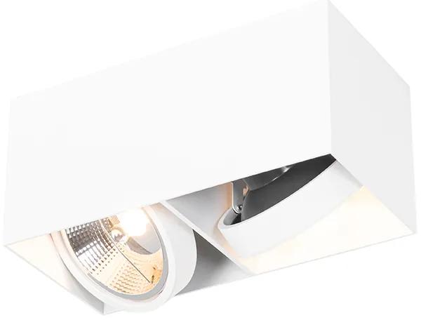 Foco design branco retangular AR111 2 luzes - BOX Design