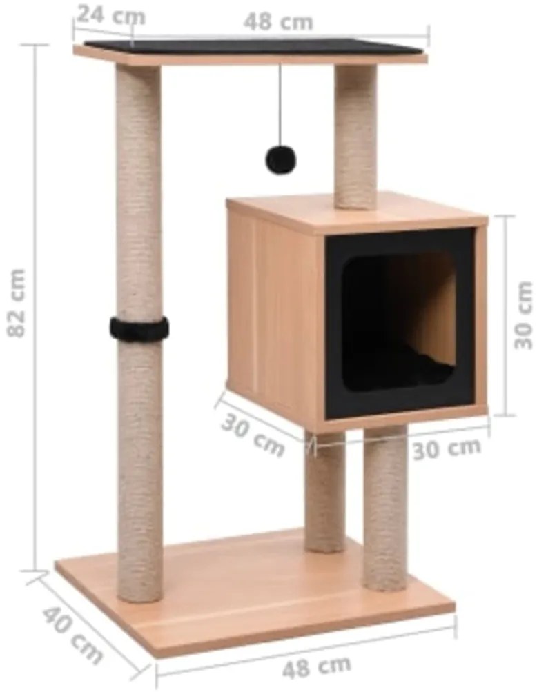 Árvore para gatos com tapete arranhador sisal 82 cm