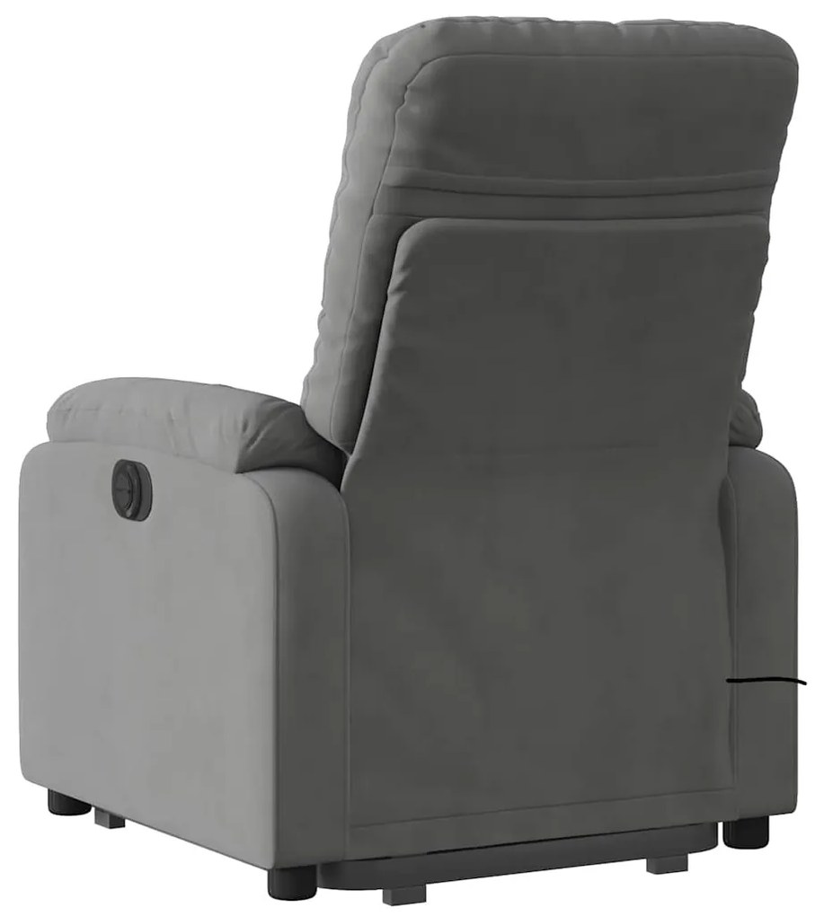 Poltrona massagens reclin. elevatória microfibra cinza-escuro