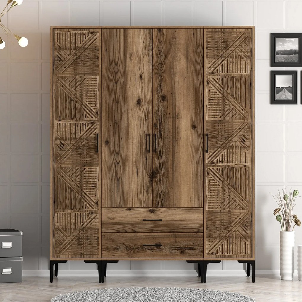 Roupeiro Kumsal PTP – Nogueira – 160x47,5x201,4 cm