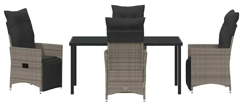 Conjunto de Jantar de Jardim com 5 Peças e Almofadas em Rattan de Poli
