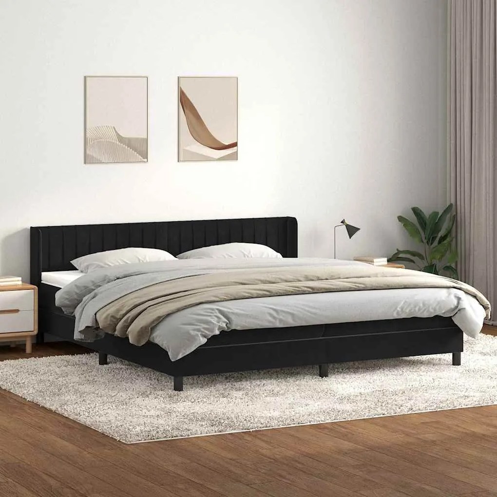 vidaXL Cama com molas/colchão 180x210 cm veludo preto