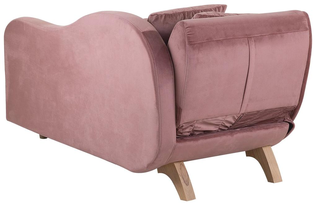 Chaise-longue à esquerda de 2 lugares com arrumação em veludo rosa MERI Beliani