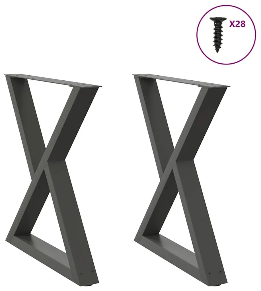 vidaXL Pés para mesa de jantar 2 peças antracite 80x(72-73,3) cm aço