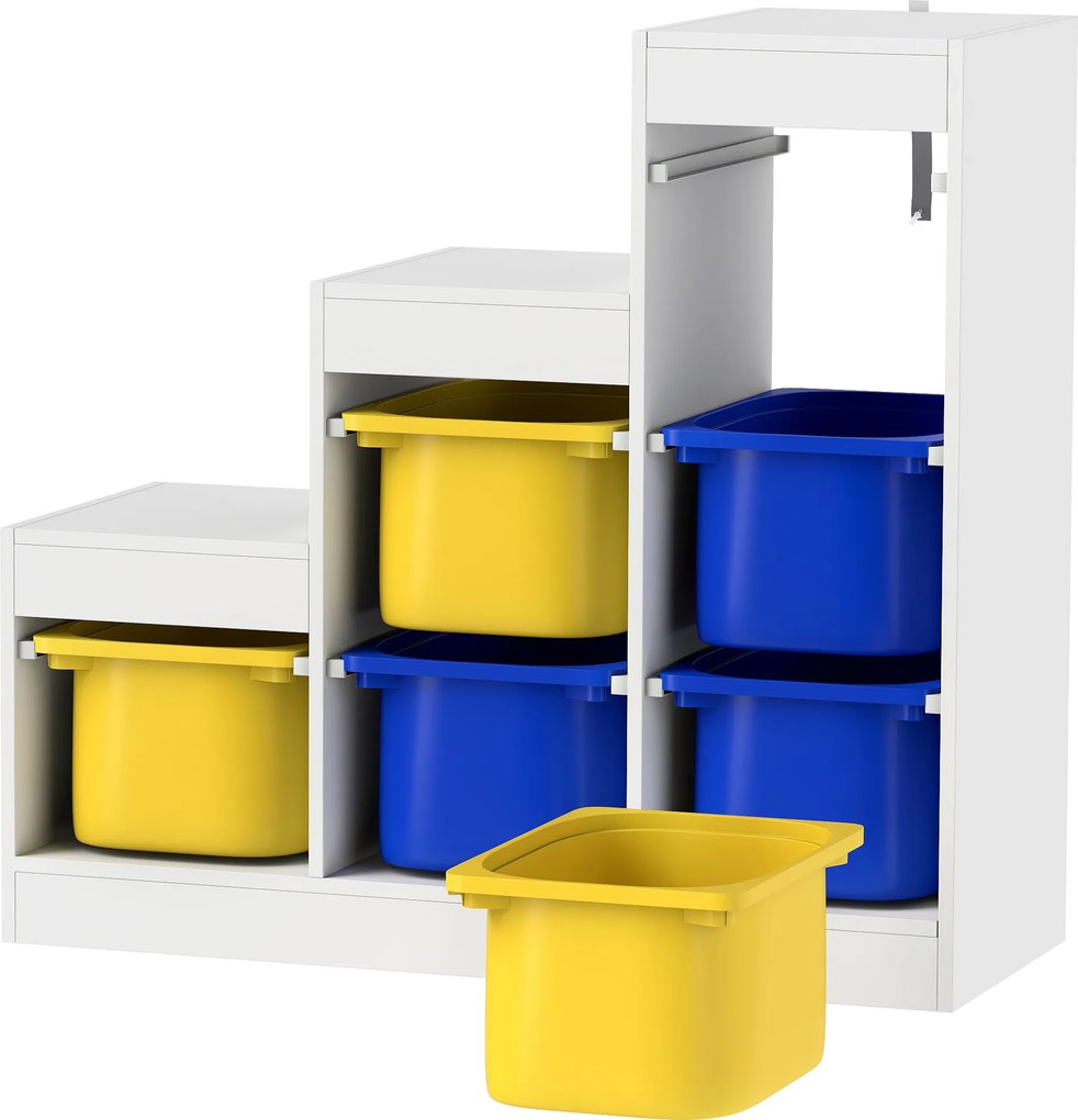 Móvel de Arrumação para Brinquedos, 96 x 38,5 x 90 cm, 6 Caixas Amovíveis, multicolorido