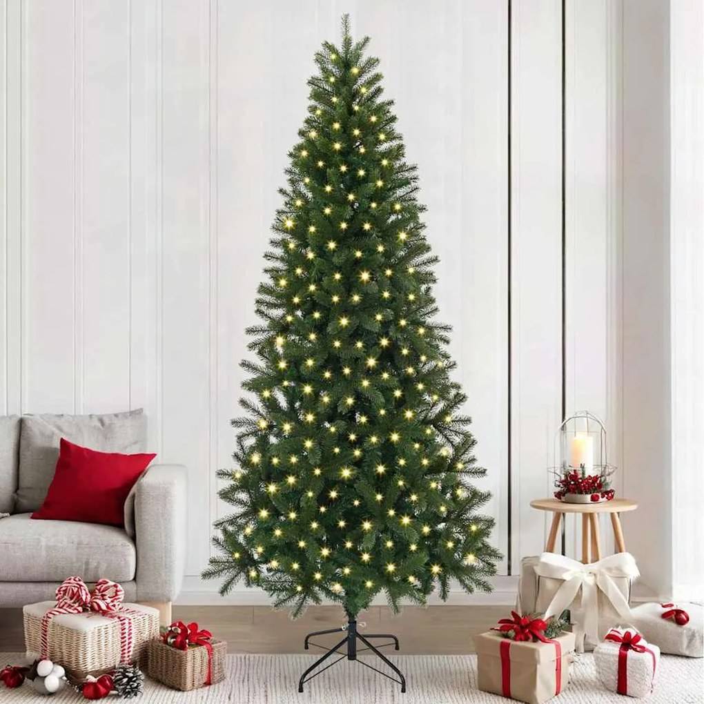 vidaXL Árvore de Natal Artificial com 300 LEDs Verde 240 cm PE e PVC