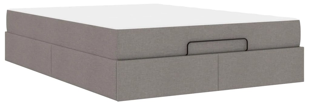 vidaXL Estrutura de cama com colchão 2 pcs Cinzento-acastanhado tecido