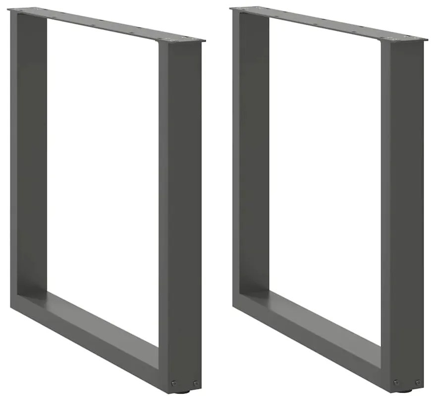 Pés para mesa de jantar em formato de U, 2 peças, antracite, 90x (72-7