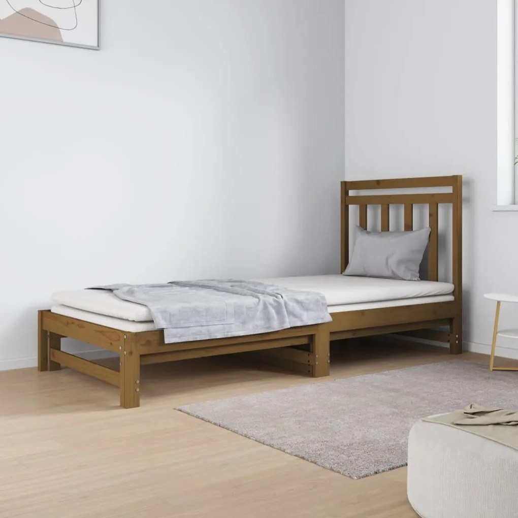 3124760 vidaXL Estrutura sofá-cama de puxar 2x(90x190)cm pinho maciço castanho