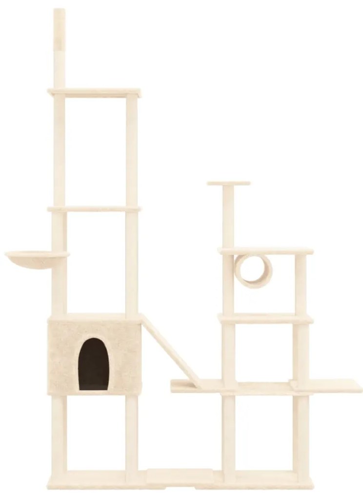 Árvore p/ gatos c/ postes arranhadores sisal 279 cm cor creme