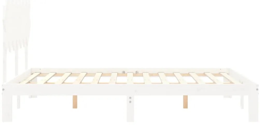 Cama sem colchão 140x200 cm madeira de pinho maciça branco