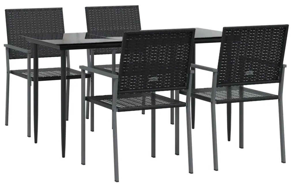 5 pcs conjunto de jantar p/ jardim vime PE e aço
