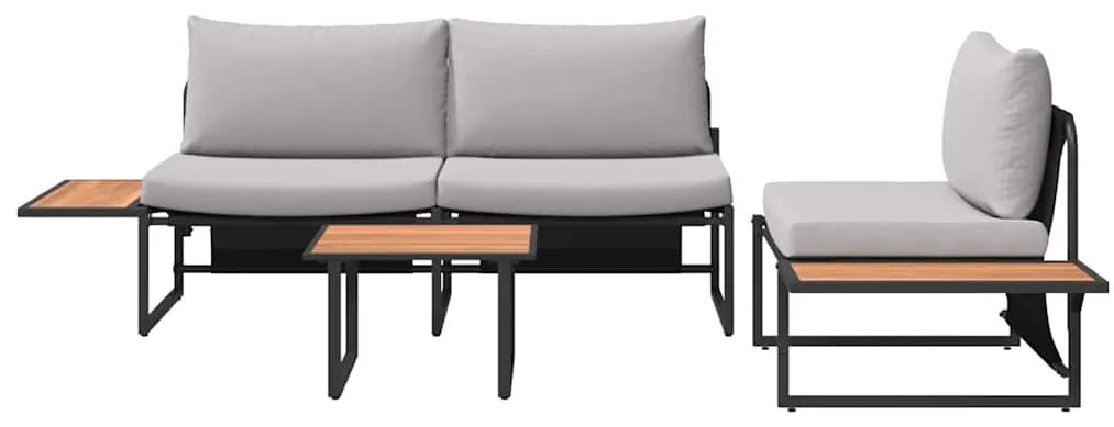 Conjunto de Sofá de Jardim VidaXL com Almofadas Cinza Claro em 3 Peças