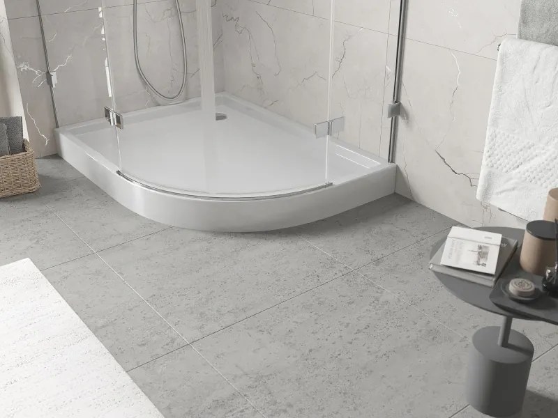 Mexen Flow+ base de duche semicircular assimétrica esquerda 90 x 80 cm, branco brilhante - 46Q108090LH