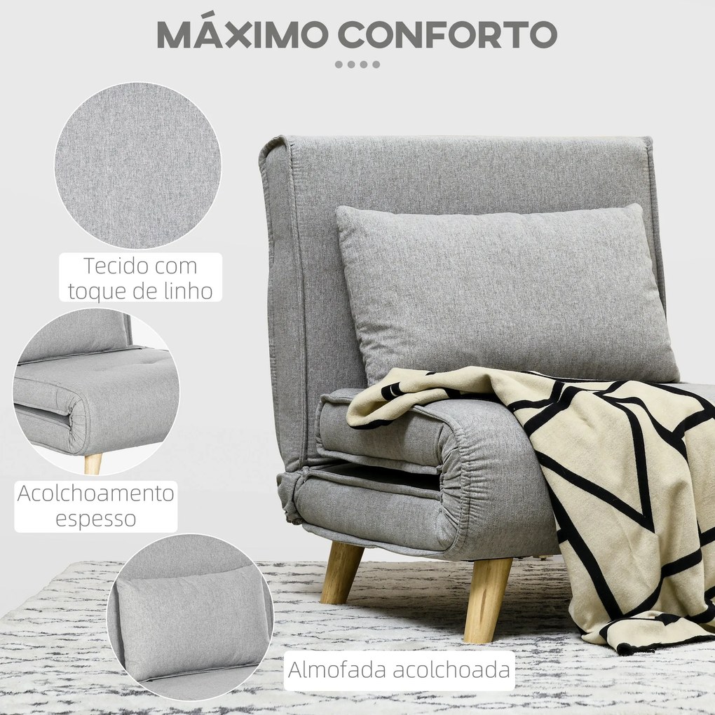 Poltrona Cama "Lund" – Sofá-Cama Individual Dobrável com Encosto Ajust