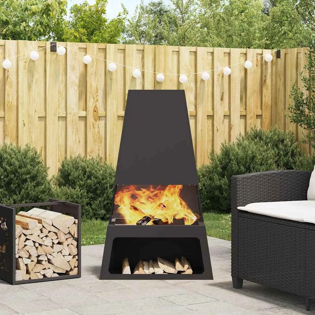 vidaXL Fire Pit Preto 60 x 35 x 100 cm Aço