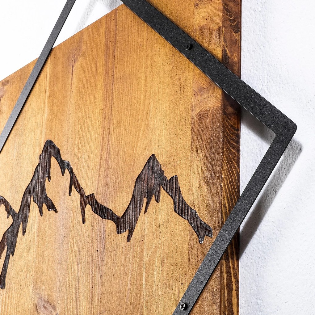 Acessório Decorativo de Parede Mountain 2 – Nogueira e Preto – 54 x 54