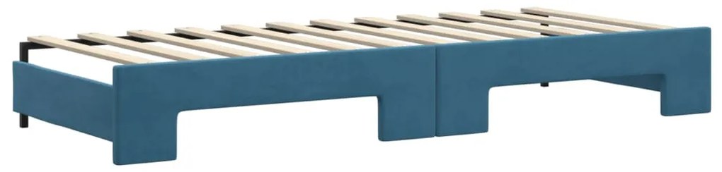 Sofá-cama com gavetão e gavetas 80x200 cm veludo azul