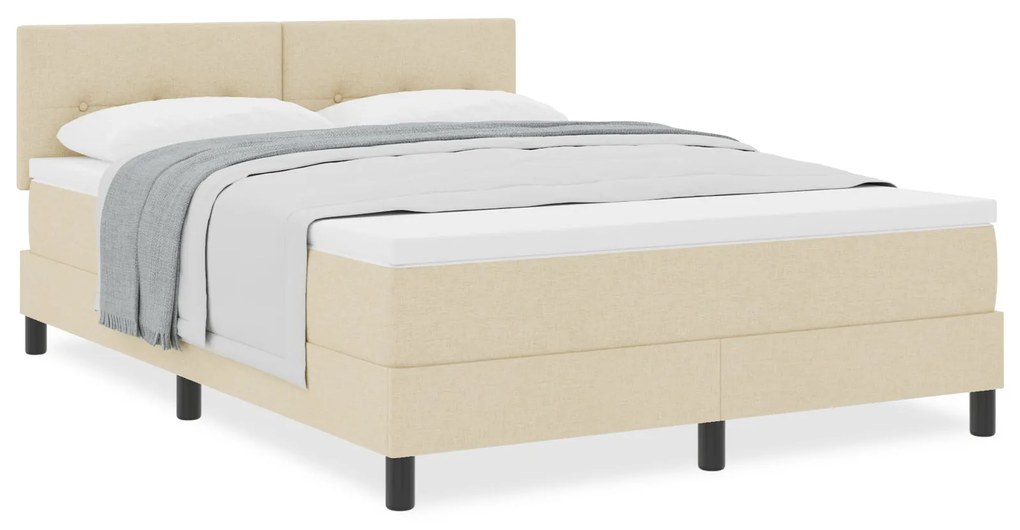 Cama Box Spring com Colchão Creme 140x200 cm Tecido
