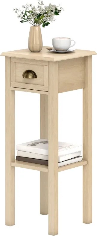 Mesa de Apoio com Gaveta e Prateleira de Armazenamento Estilo Moderno 30x30x75 cm Madeira