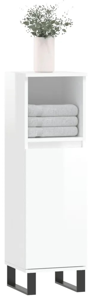 Armário WC 30x30x100 cm derivados de madeira branco brilhante