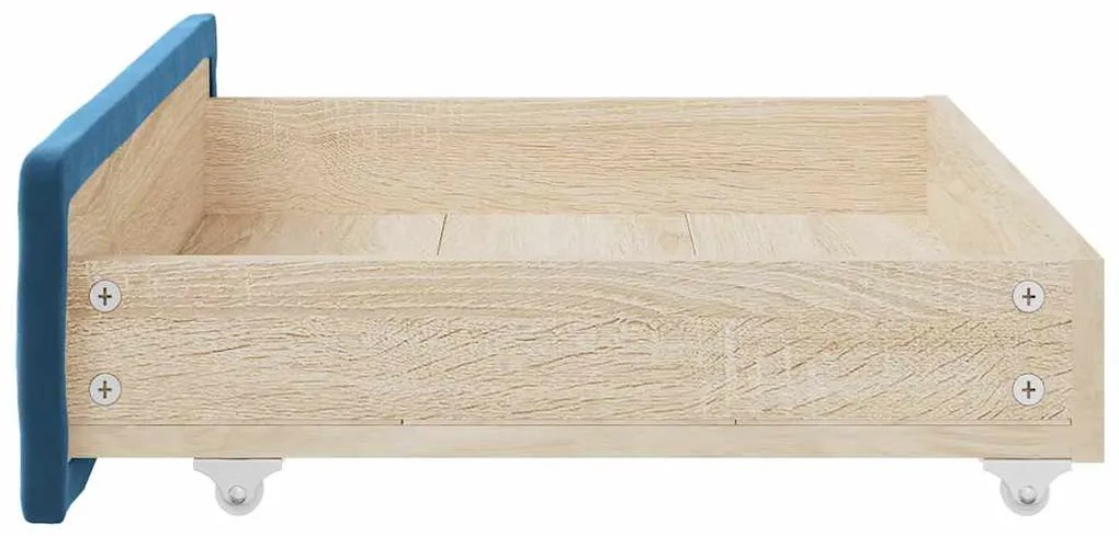 Gavetas de cama 2 pcs derivados de madeira e veludo azul
