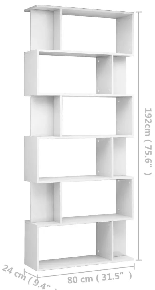 Estante/divisória 80x24x192 cm branco brilhante