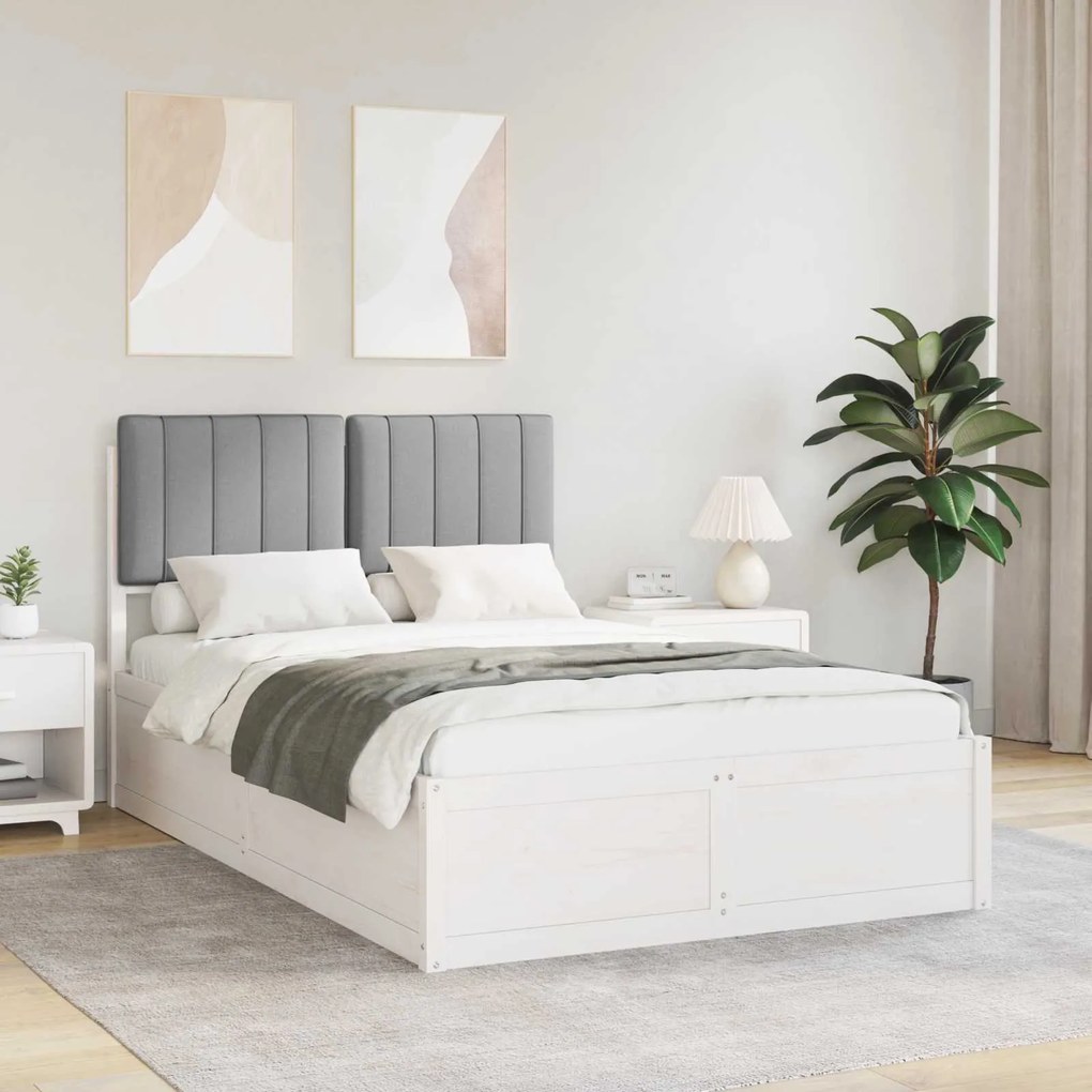 vidaXL Estrutura de Cama com Cabeceira Estofada Cinzento-claro