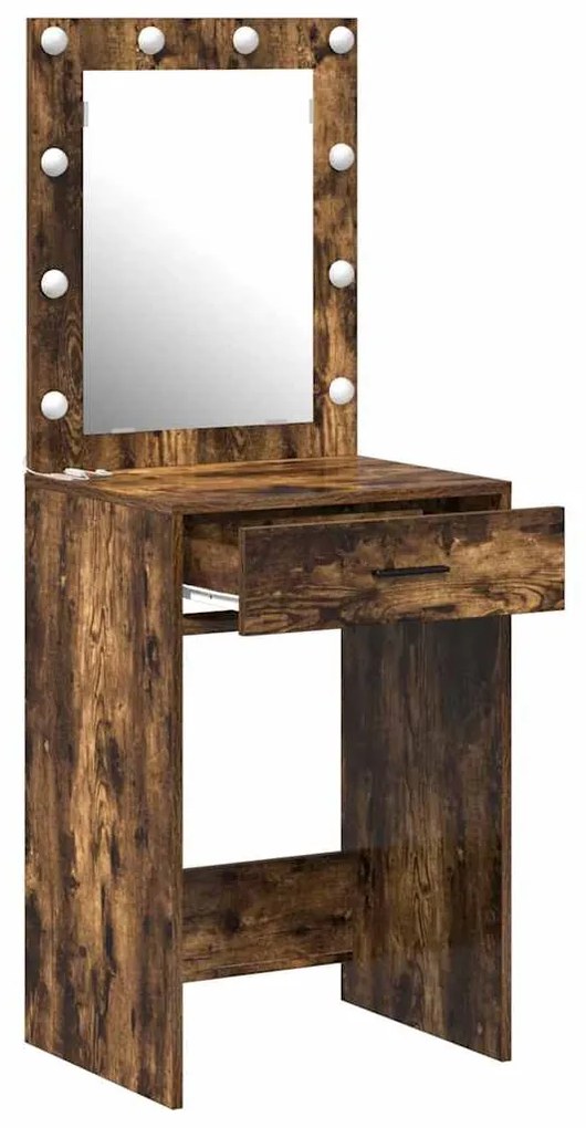 Mesa de Maquilhagem com Luzes LED Carvalho Fumado 50x41x135 cm