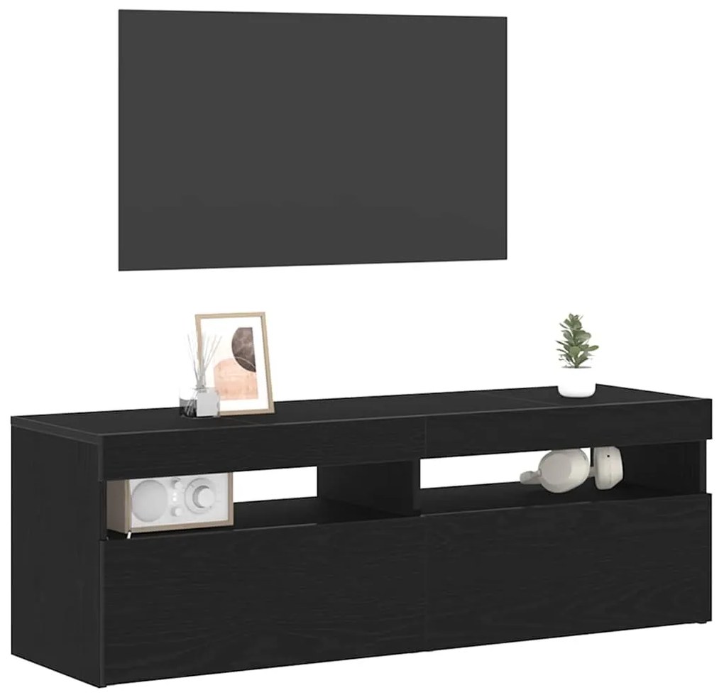 Estante para TV vidaXL com LED Carvalho Preto 120x35x40 cm Madeira de