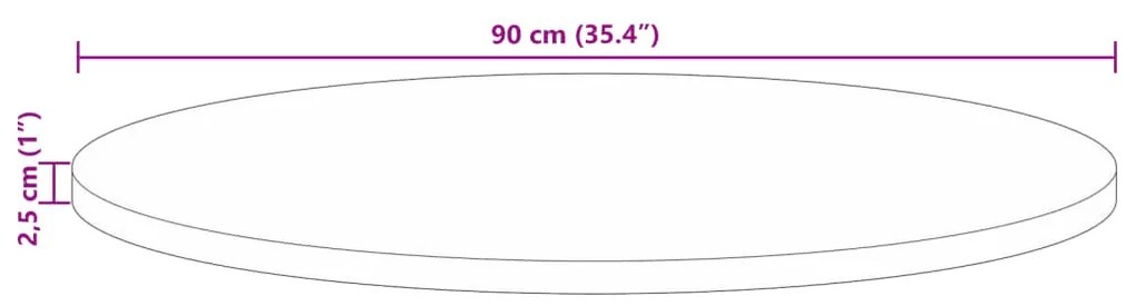 Tampo de mesa redondo Ø90x2,5cm madeira recuperada maciça