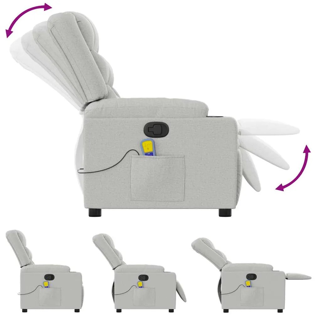 Cadeira de massagem reclinável tecido cinzento