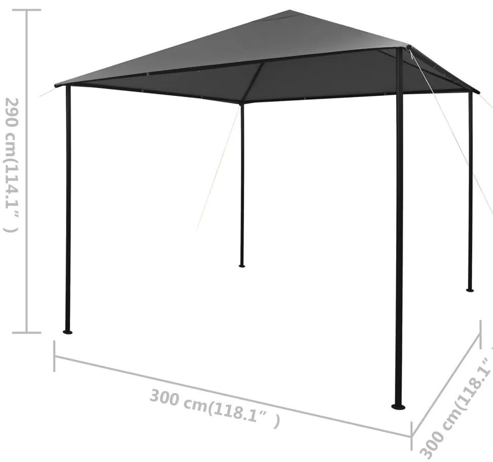 Gazebo 3x3 m 180 g/m² tecido e aço antracite